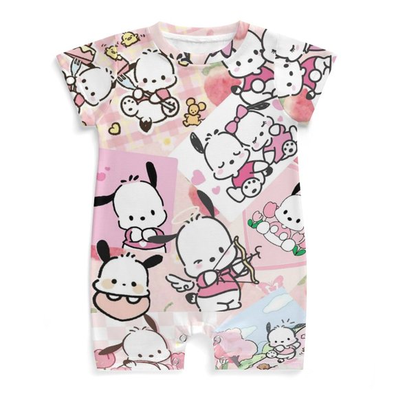 Pochacco Baby Boy Girl Romper Short Sleeve Cotton Bodysuit Outfits Jumpsuit Summer One Piece Clothes