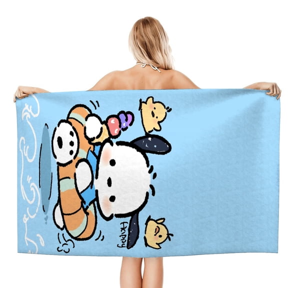 Pochacco Beach Quick Drying Towel, soft, quick-drying, sand-free, ideal for relaxing or workout at the beach.size 30.7x59in (78x150cm)