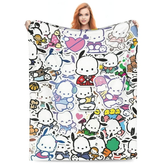 Pochacco Blanket Super Soft Flannel Blanket Throw Lightweight Sofa Throw Blanket Warm Comfortable Bed Blankets for Bedroom Living Room Car, 40"x30"