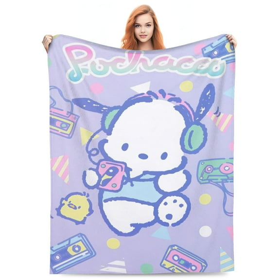 Pochacco Blanket Super Soft Flannel Blanket Throw Lightweight Sofa Throw Blanket Warm Comfortable Bed Blankets for Bedroom Living Room Car, 40"x30"