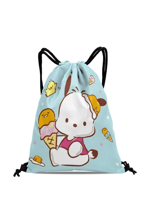 Pochacco Drawstring Bag:Waterproof design, suitable for fitness, hiking, yoga, swimming, travel, beach, and shopping, measuring 15.7*17.7 inches (40cm45cm.