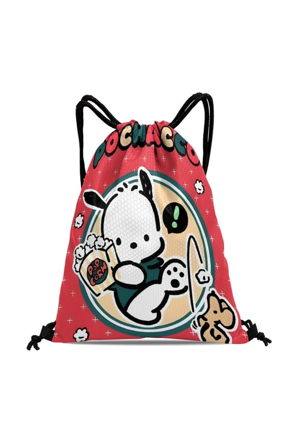 Pochacco Drawstring Bag:Waterproof design, suitable for fitness, hiking, yoga, swimming, travel, beach, and shopping, measuring 15.7*17.7 inches (40cm45cm.