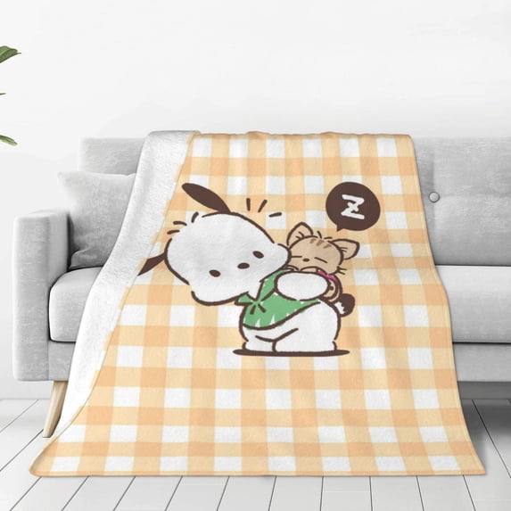 Pochacco Fleece Blanket Super Soft Cozy Throw Blanket 60"X50", Lightweight Fuzzy Comfy Flannel Blanket Warm Plush Throw Blankets For Couch, Sofa, Bed