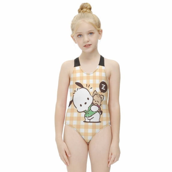 Pochacco Girls One Piece Swimsuits Hawaiian Summer Swimwear Beach Bathing Suit Outfits