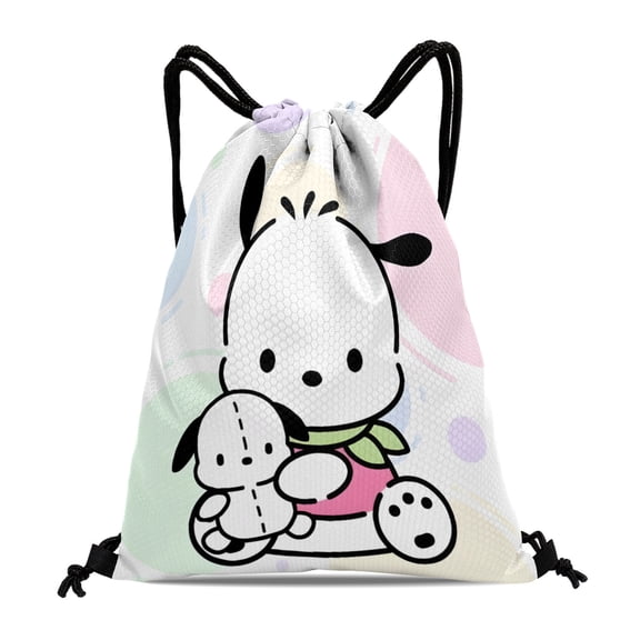 Pochacco Gym Hiking Drawstring Bag:Waterproof, suitable for swimming, travel, beach, and shopping, with dimensions of 15.7*17.7 inches (40cm45cm.