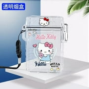 Pochacco Kuromi Hello kitty Cinnamoroll cute cartoon pattern transparent cigarette case with windproof direct red flame lighter