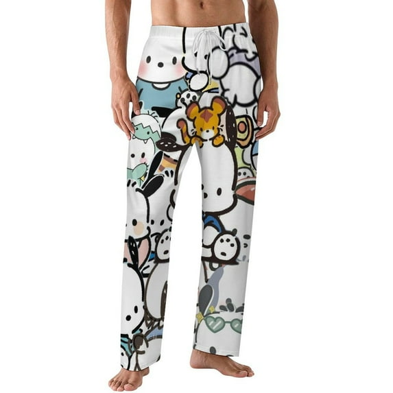 Pochacco Men's Pajama Pants Soft Sleepwear Loung Pants for Men Pj Bottoms with Drawstring & Pockets