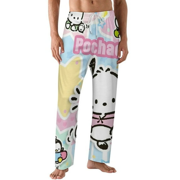 Pochacco Men's Pajama Pants Soft Sleepwear Loung Pants for Men Pj Bottoms with Drawstring & Pockets