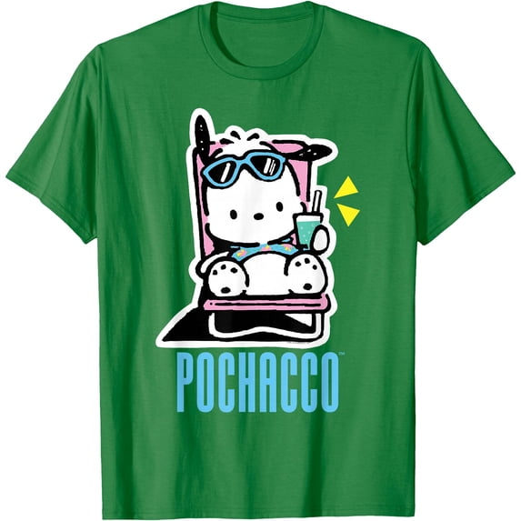 Pochacco Summer Drink Vacation DTG Print Unisex T-Shirt,Irish Green Color,Size 2XL