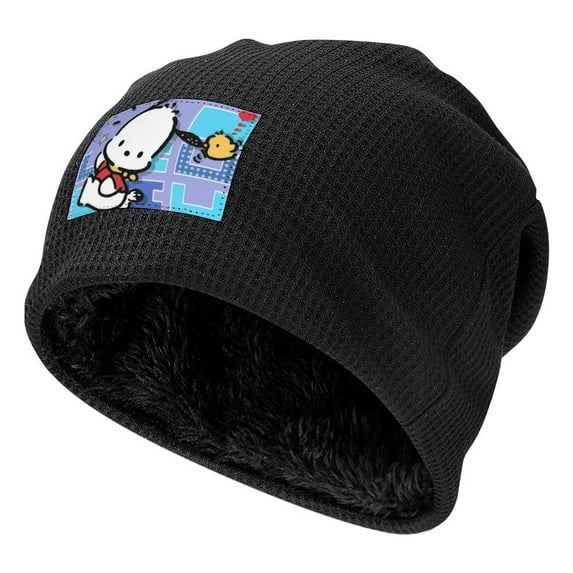 Pochacco Winter Beanie Hats for Men Women, Warm Cozy Knitted Cuffed Skull Cap