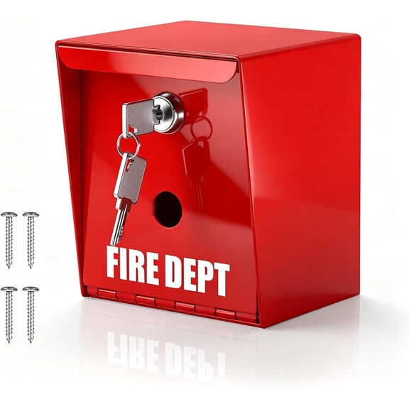 Pochar Fire Department Lock Box - Red Wall-Mounted Steel Emergency Key Box Fire Safe Access Box for Home, Office & First Responders
