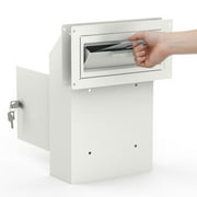 POCHAR Through The Door Key Box for Mail, Rent, Deposit, and Night Key - Locking Steel Mailbox with Rear Access Light Gray