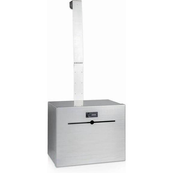 Pochar Over-the-Door Dropox, Stainless Steel Door Drop Box with Lock, Specimen Containers, Key Cash Payment Night Drop Box for Office Lab - Adjustable Height & Removable Hinge for Wall Mount, White