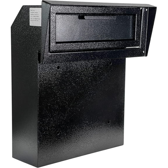 Pochar Rainproof Heavy Duty Mailbox Door Drop Box - Galvanized Steel Weatherproof Mailbox for Keys, Deposit, Payment, Mails - Through The Door Mail Drop Box (Black)