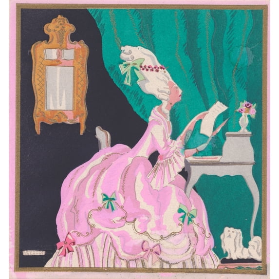Pochoir Technique - Stylish Art Deco Greetings Card Print By ®The David Pearson Collectionmary Evans Picture Library