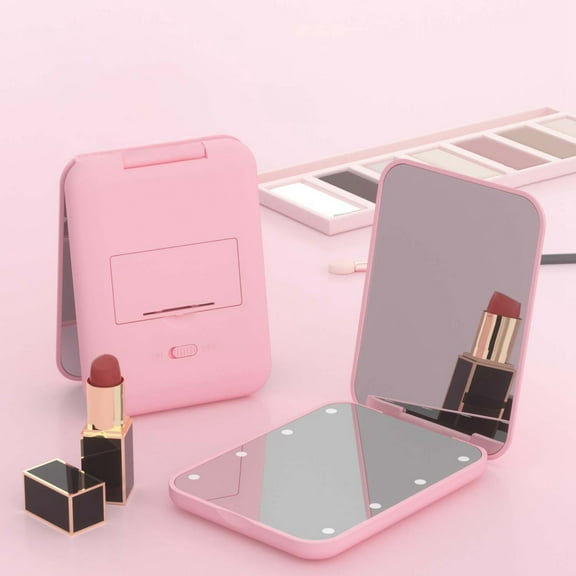 Pocket 2x Magnification LED Compact Travel Cosmetic With Wallet Light 2 Sides Portable Foldable Handheld Small Light Gift Travel mirror B