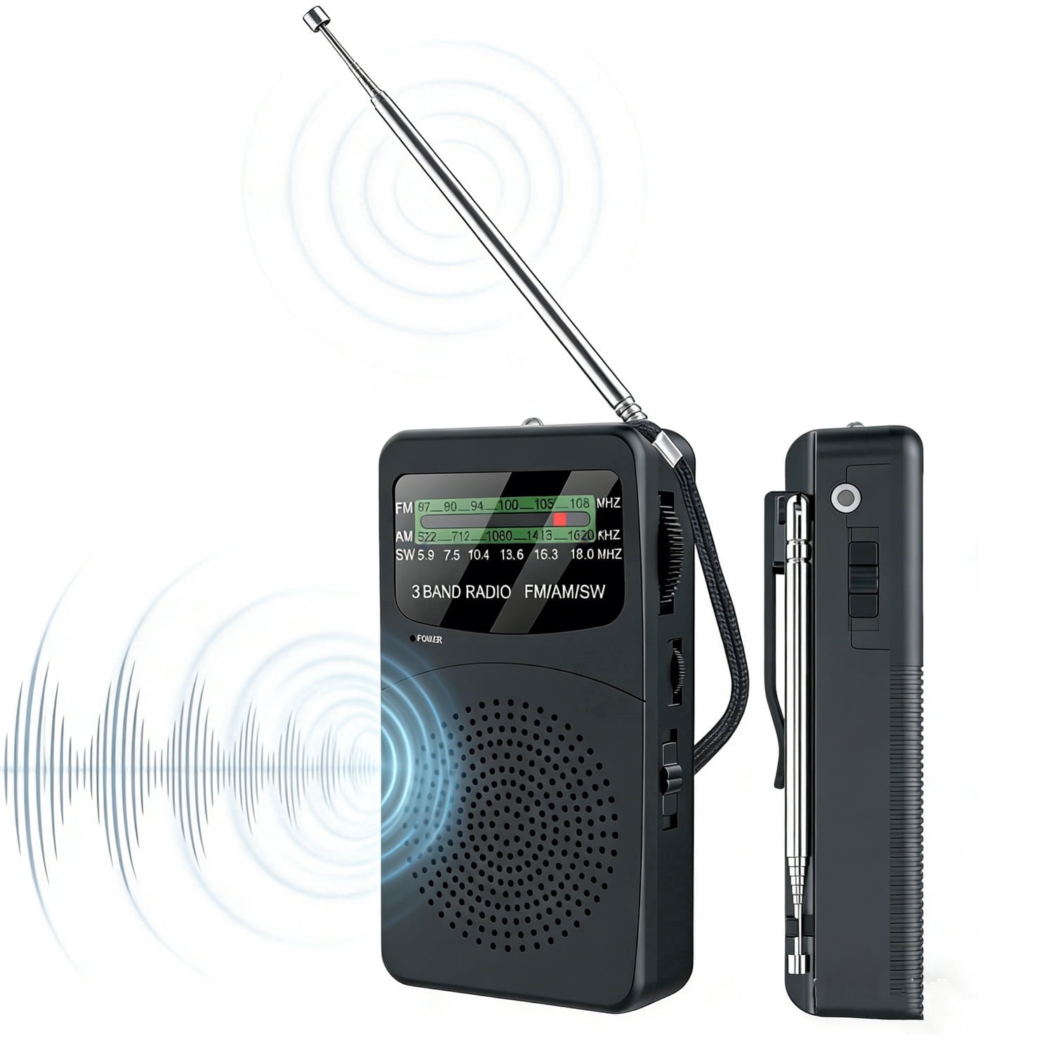 Pocket AM/FM SW Radio with Rear Clip, Battery Operated, Excellent ...