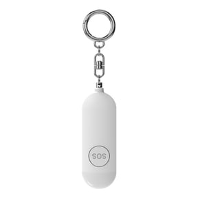 Pocket Alarm, Personal Alarm with Strobe LED Flash Signal, 130dB Siren Shrill Alarm, USB Rechargeable Alarm Keychain, Shrill Alarm for Women/Children/Seniors - White