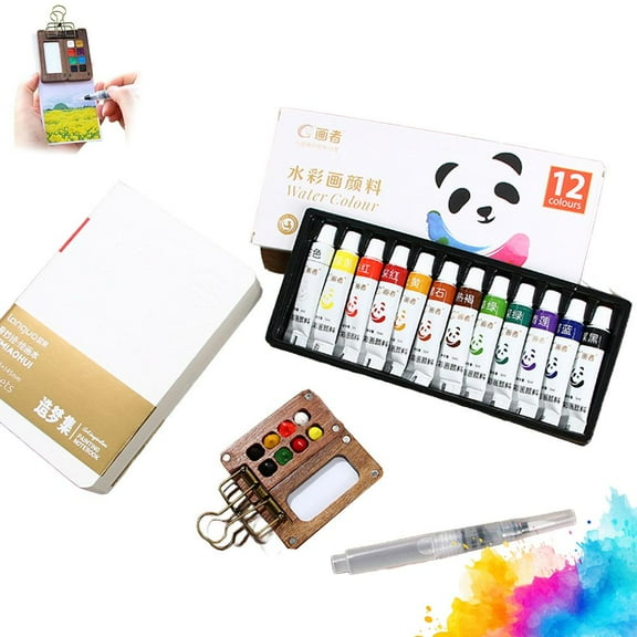 Pocket Artist Watercolor Travel Set, 2026 New Mini Watercolor Paint Set Wooden Paint Palette Travel Kit with Colours, Mini Portable WatercolorTravelSet for Painters Artists, Beginners