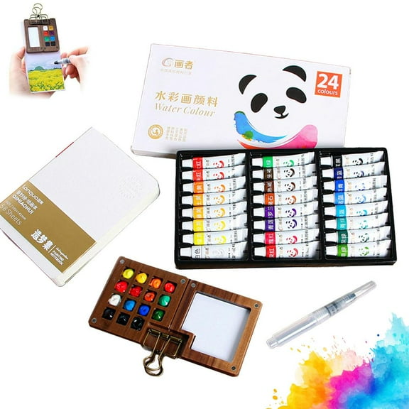 Pocket Artist Watercolor Travel Set, 2026 New Mini Watercolor Paint Set Wooden Paint Palette Travel Kit with Colours, Mini Portable WatercolorTravelSet for Painters Artists, Beginners