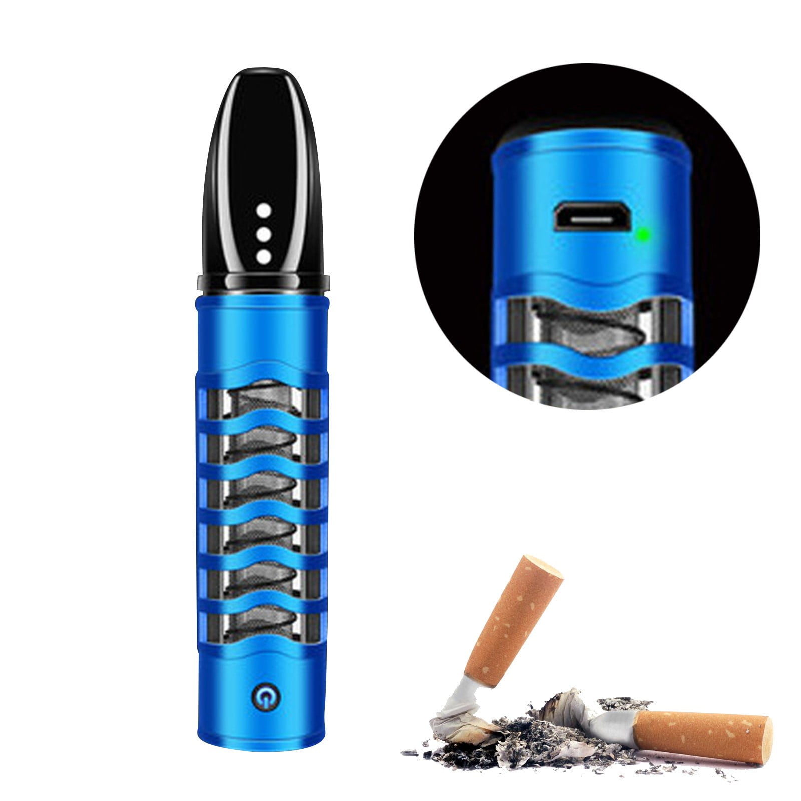 Pocket Ashtray Blue, Car Ashtray USB Charging, Portable Travel Ashtray with  Lid Smell Proof, Lazy Cigarette Ashtray Holder Does Not Drop The Ash, 