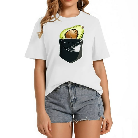 Pocket Avocado! Cute Novelty Fruit For Guac Lovers Fun & Stylish Women's T-Shirt - Short Sleeve Top with Unique Graphic Print