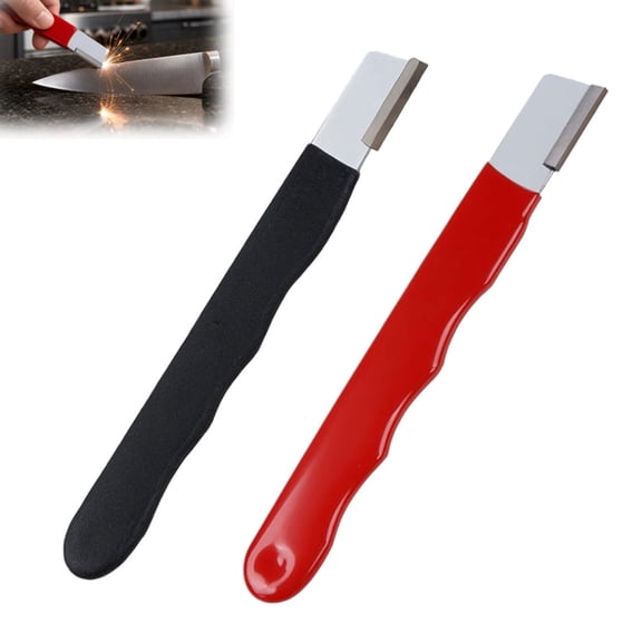 Pocket Blade Sharpener – Wolfram Steel Garden Tool Sharpener, Multipurpose Knife Sharpener For Pruning Shears, Hatchets, Scissors, Sickle, Fence Shears (Black+Red, 1PC)