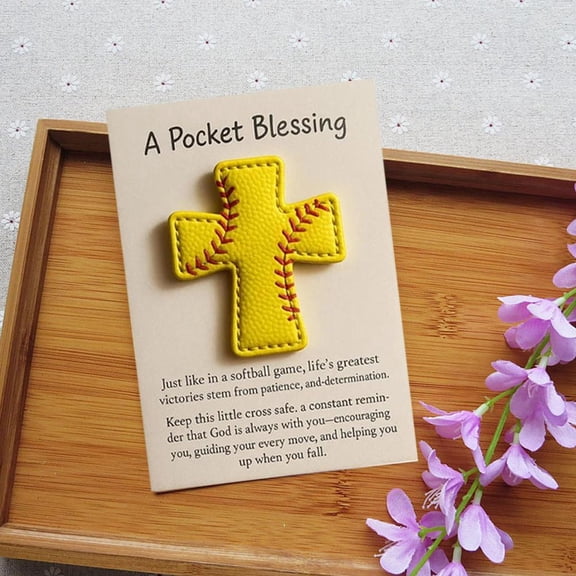 A Pocket Blessing – Baseball Cross Edition, Handmade Baseball Cross Pocket Blessing with Verse Card, Christian Faith Gift for Athletes, Inspirational Sports Keepsake for Players and Coaches