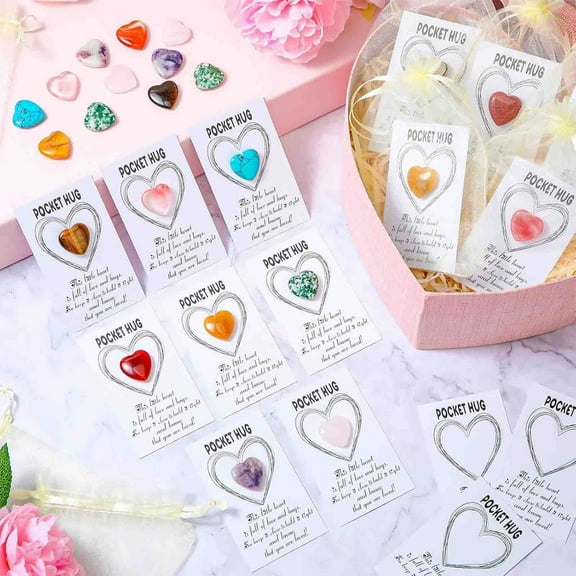Pocket Blessing Gift Crystal Stone Card Set Greeting Card Keepsake Present Heart Shaped Design For Birthday Holiday Appreciation Moment Party Favor Desk Decor Memory Gift Set Display