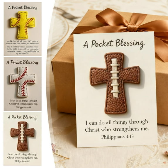 Pocket Blessing with Baseball Cross Design, Compact Inspirational Item for Personal Carry and Spiritual Reminder