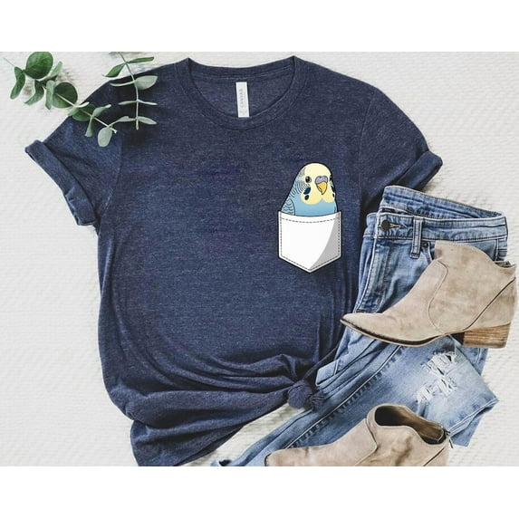 Pocket Budgie Bird Shirt - Cute Bird in Pocket Graphic Tee - Fun Animal Lover Shirt - Unique Gift Shirt For Budgie Bird Lover TSHIRT All Size S-5XL