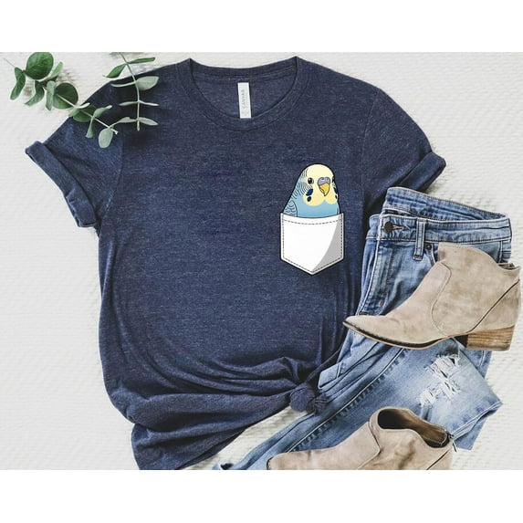 Pocket Budgie Bird Shirt - Cute Bird in Pocket Graphic Tee - Fun Animal Lover Shirt - Unique Gift Shirt For Budgie Bird Lover TSHIRT All Size S-5XL