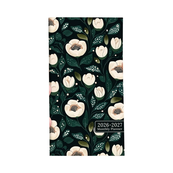 Pocket Calendar, 2 Year Calendar 2026-2027 Monthly Planner, Pocket Planner 2026-2027, Small Calendar Book, 7X3.5 Inch Portable Floral Cover Pocket Date Organizer for Carrying on