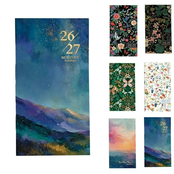 Pocket Calendar 2026-2027, Pocket Monthly Planner Jan 2026 - Dec 2027 for Purse, 6.5" X 3.5" 24-Month Small Planner, Academic Year Calendar- Starlit Peaks