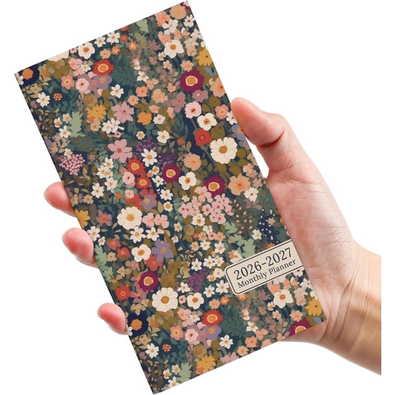 Pocket Calendar 2026-2027 for Purse, Two Year Monthly Planner Pocket Size 6.5" x 3.5", Jan 2026 - Dec 2027 Monthly Planner Small Calendar for School, Work and - Garden