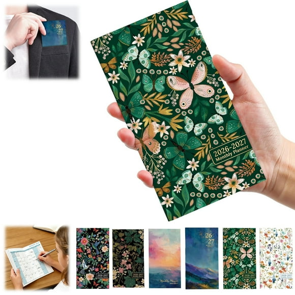 Pocket Calendar 2026-2027 for Purse, Two Year Monthly Planner Pocket Size 6.5" x 3.5", Jan 2026 - Dec 2027 Monthly Planner Small Calendar for School, Work and Home