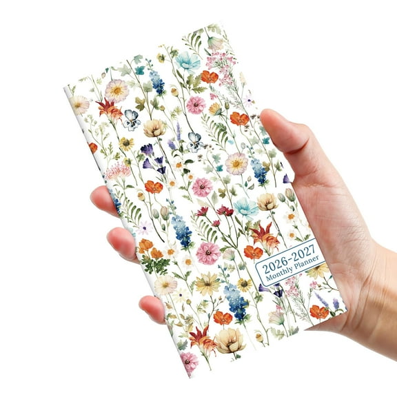 Two Year Pocket Calendar 2026-2027 - 6.5"x3.5" Small Monthly Planner for Purse (Jan 2026-Dec 2027) - Wildflowers