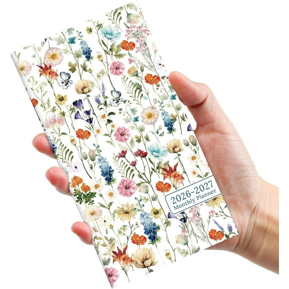 Pocket Calendar 2026-2027 for Purse, Two Year Monthly Planner Pocket Size, Jan 2026 to Dec 2027 Monthly Planner Small Size (6.5" x 3.5") - Wildflowers