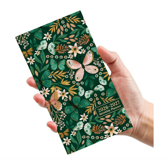 Pocket Calendar 2026-2027 for Purse - 6.5"x3.5" Two Year Monthly Planner (Jan 2026-Dec 2027) - (Butterfly)