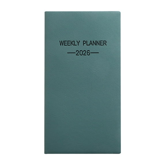 Pocket Calendar 2026, 3.8'' x 6.8'', 12 Months (Jan. - Dec. 2026) Small Planner Weekly and Monthly for Purse, Leather Hardcover for Office Home Purse Scheduling Planning, Blackish Green