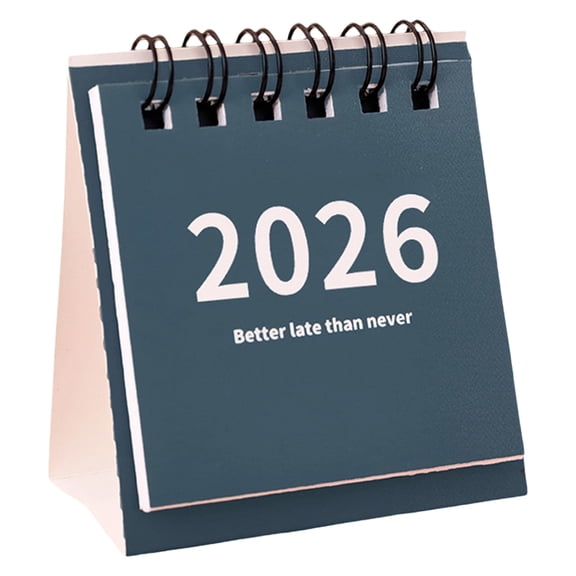 Pocket Calendar 2026 Mini Small Desk Calendar Unprinted Wind Calendar Punch Card Countdown Planner Desktop Small Table Ornaments, with Inspirational Sentences, 1Pc, Multicolor(Blue,2.5x1.4x2.9")