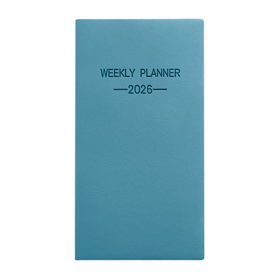 Pocket Calendar Weekly Planner - 2026 A6 Slim Travel Notebook Organizer,Thick Ink Resistant Monthly Layout,Leather Hardcover Cover Design,For Office Home Purse Scheduling Planning Supplies(Blue)