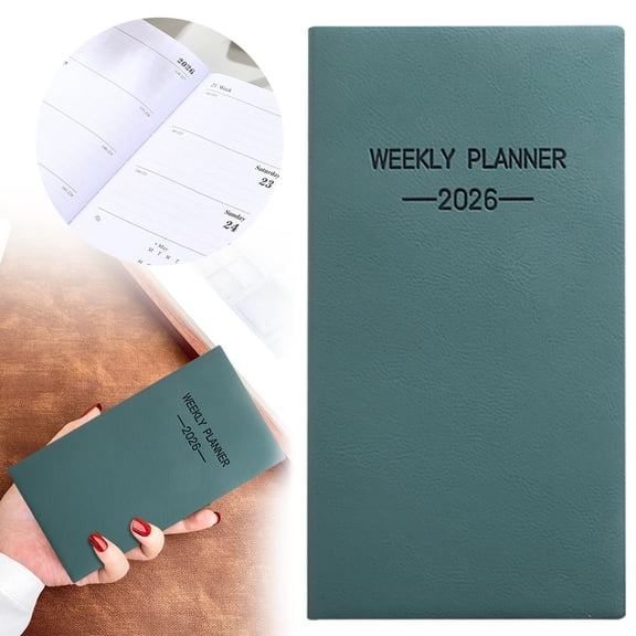 Pocket Calendar Weekly Planner - 2026 A6 Travel Notebook Organizer,Thick Ink Resistant Monthly Layout,Leather Hardcover Cover Design,for Office Home Purse Scheduling Planning Supplies, B