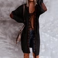 thumbnail image 1 of Pocket Cardigan Sweater, Knit Duster Coat, Casual Layer for Fall Black L , Jacket, 1 of 5