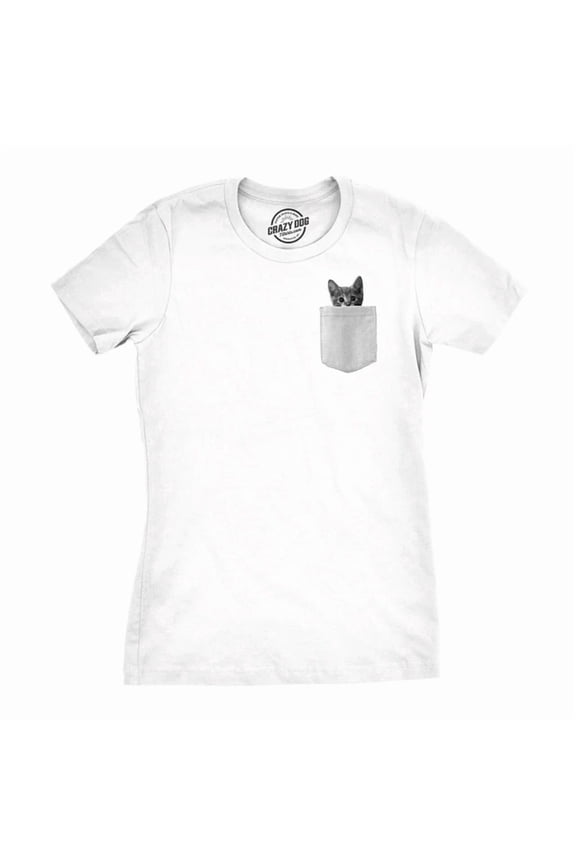 Pocket Cat Funny Printed Peeking Kitten Shirt