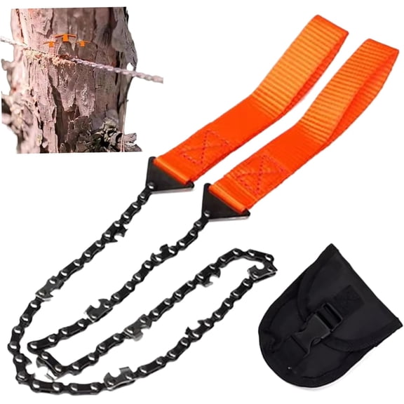 Pocket Chainsaw, 41 Inch 11 Teeth Rope Chain Saw with Handle, Folding Hand Chain Saw with Bag for Camping Hunting Survival Gear Rope
