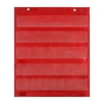 thumbnail image 1 of Pocket Chart Double Sided with 5+2 Pockets for Daily Schedule,Class Demonstrations,Classroom Office Home Activities 13.75x16.5Inch Red, 1 of 8
