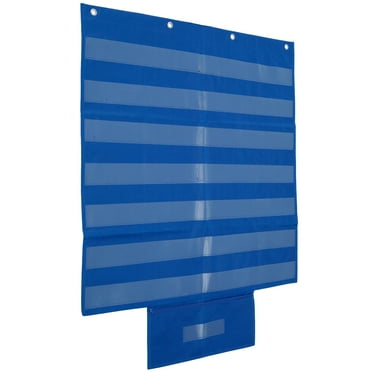 Pocket Chart Sentence Strip Holder with 7 Plus 1 Pockets Large Classroom Pocket Chart Hanging Daily Schedule Pocket Chart 28x28inch Teaching Pocket Chart Educational Pocket Chart for Classroom Blue