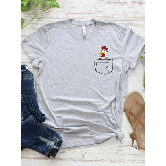 Pocket Chicken T-Shirt: Animal Lover Tee All Size S-5Xl