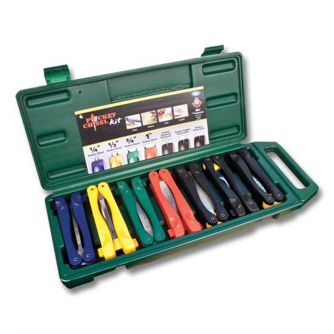 Pocket Chisel Kit Includes: PC-1 PC-3/4 PC-1/2 PC-1/4 Diamond Sharpener Putty Knife 5 in 1 Painters Tool - image 1 of 3